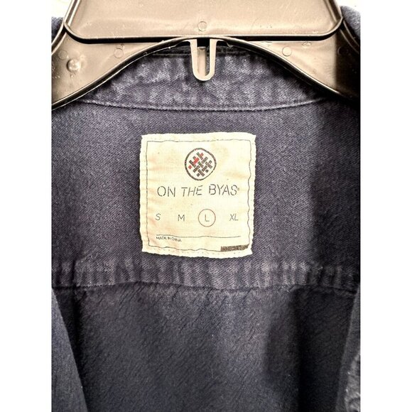 On The Byas Southwestern Button Down Shirt Cotton Blue/Red Long Sleeve Large - Picture 3 of 7